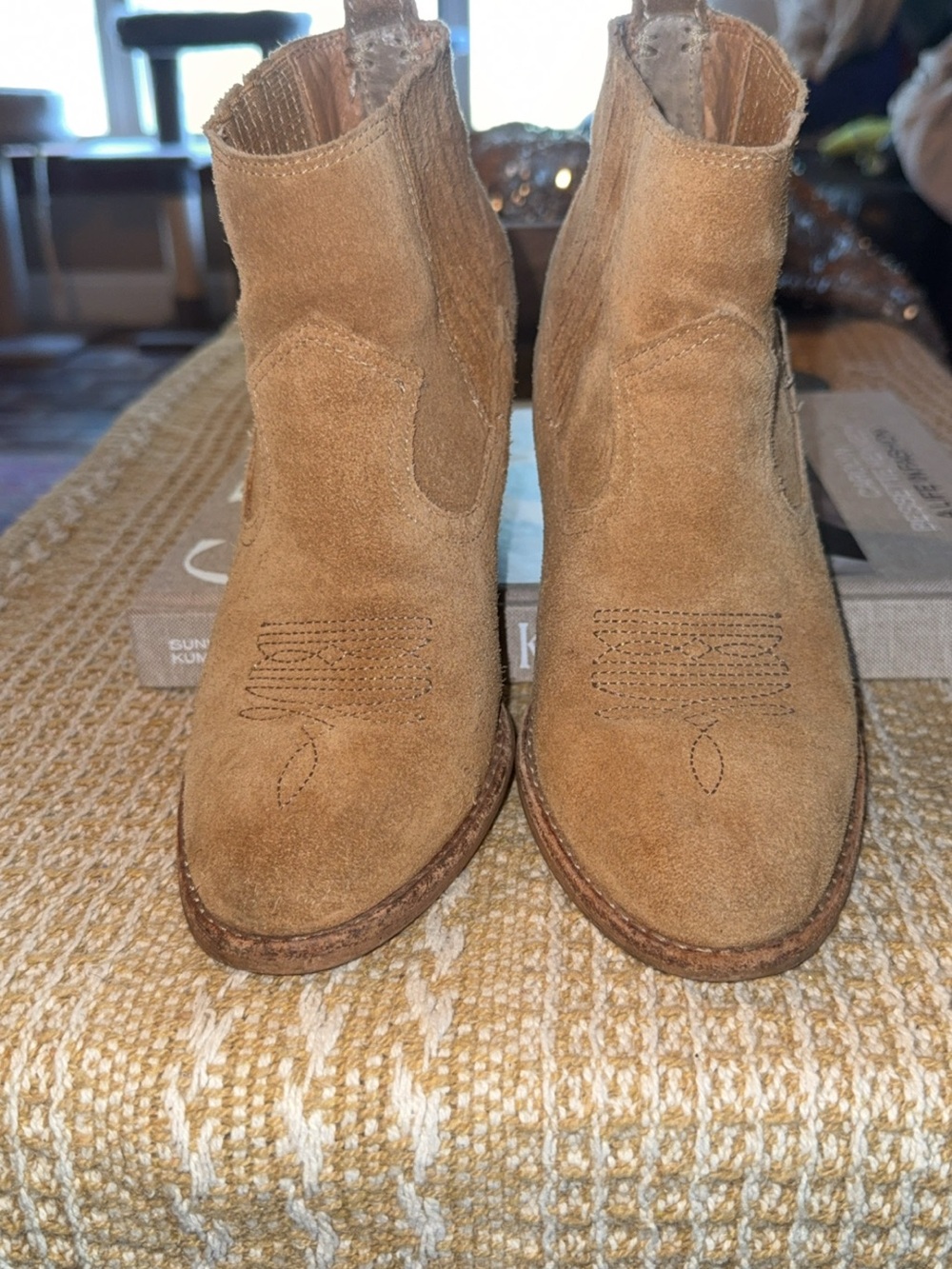 Dolce Vita Suede Ankle Western Boots in Tan